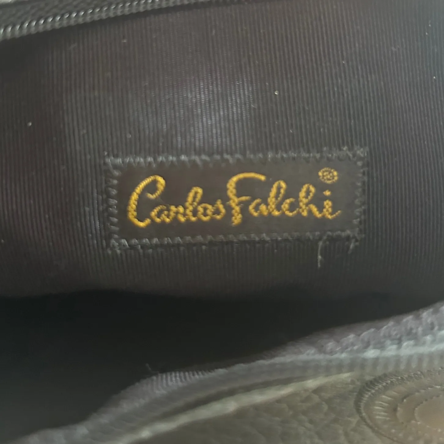 Carlos Falchi The Buffalo Vintage Black Leather Crossbody Bag USA Luxury Purse‎ - Image 4