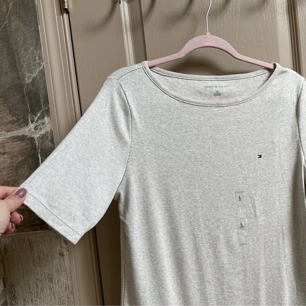 Tommy HILFIGER Women's Basic Cotton T-Shirt Beige Sz L - Image 4