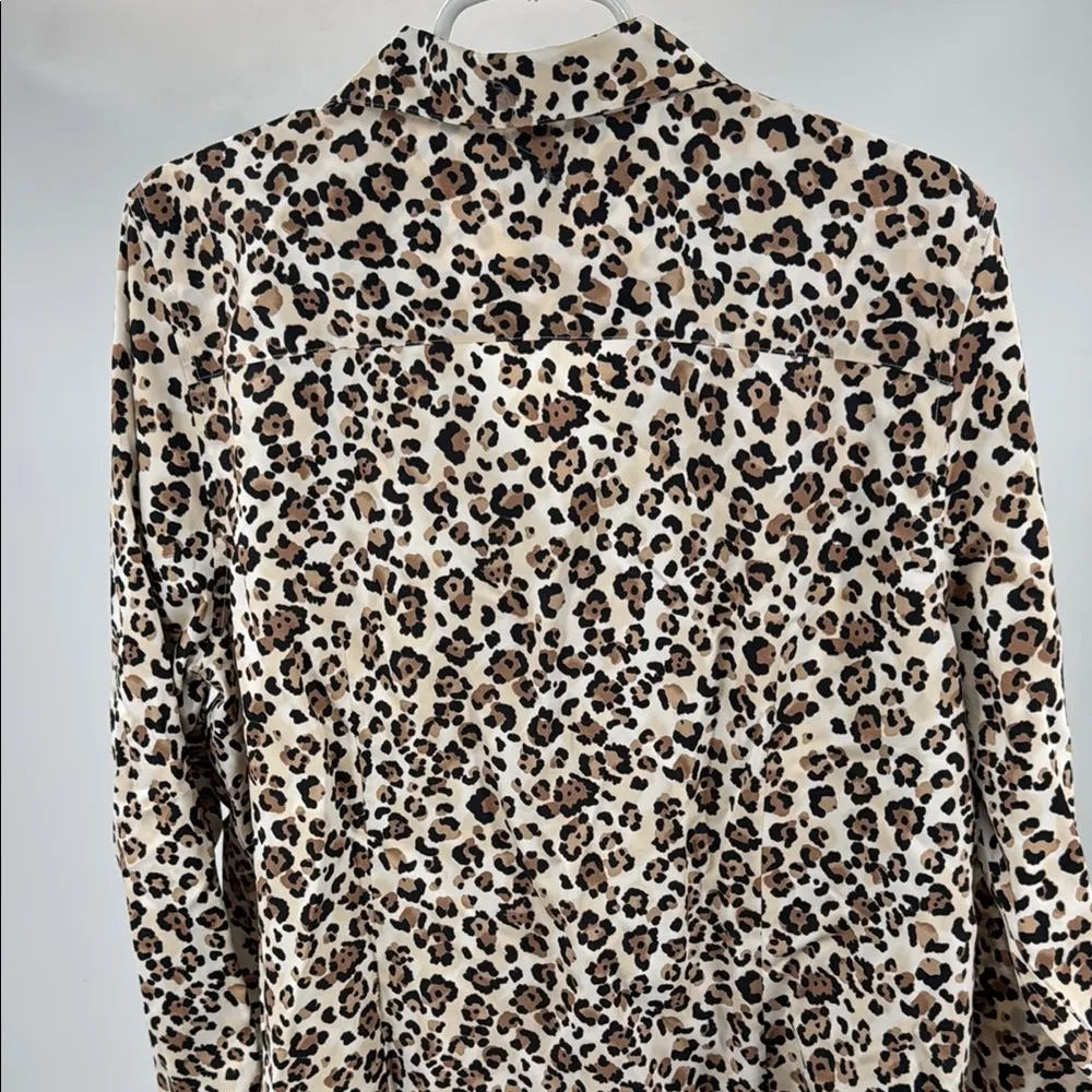 Chico's No Iron Leopard Print Button Down Shirt 3 XL office casual animal print - Image 3