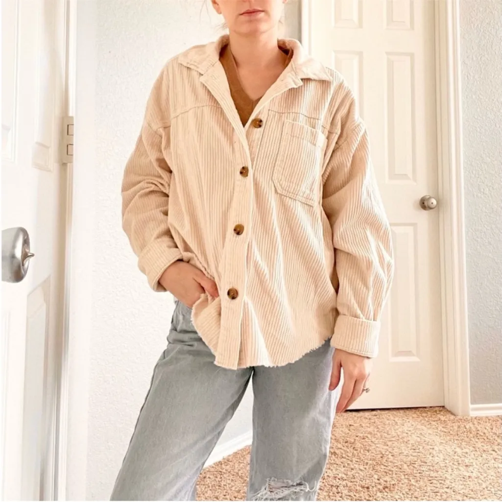 Cream Corduroy Button Down Jacket - Image 5