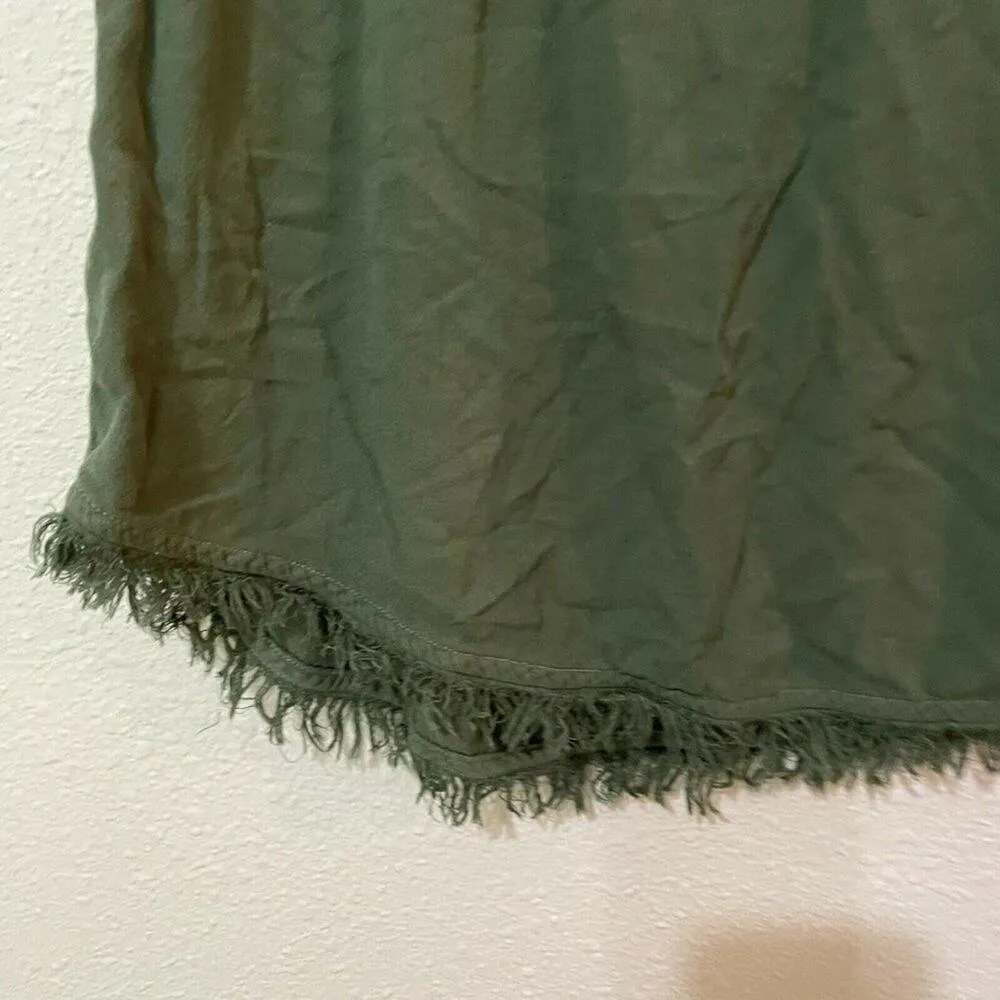 Splendid Womens Green Sleeveless Fringe Hem Crosshatch Mini Shift Dress Size S - Image 5