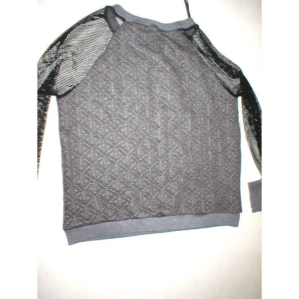 New Womens NWT $120 Mesh Sweatshirt Mika & Gala Gray Black S Australia 8 Top Sof - Image 4