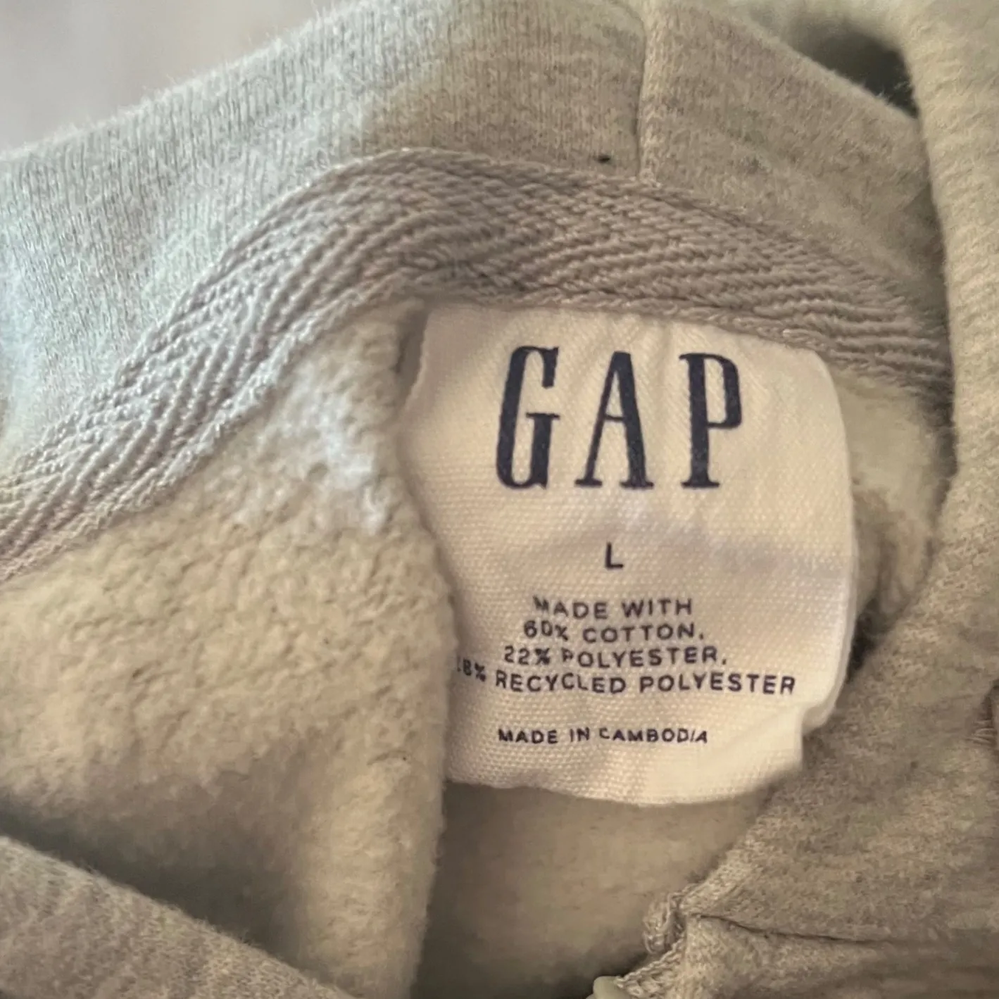 GAP Gray Full Zip Hoodie Sweatshirt Womens‎ Large Collegiate Logo Casual Lounge - Image 5