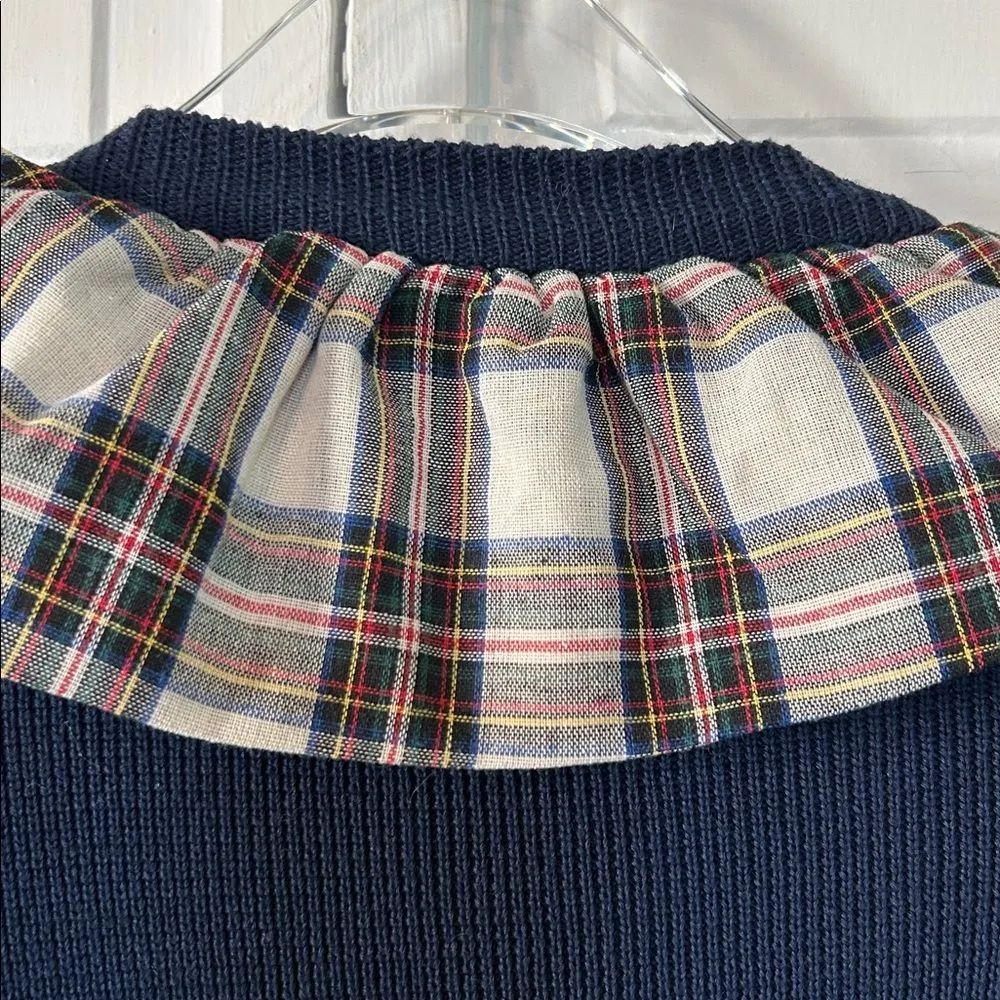 NWOT English Factory Navy Cardigan with Plaid Ruffle Size M - Image 10