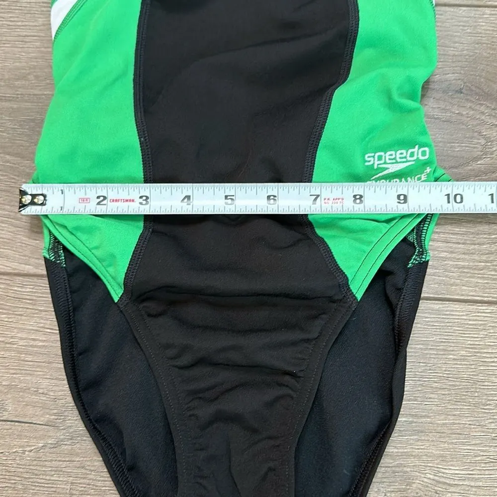 Speedo Endurance Racing‎ Cut Black And Green One Piece Swimsuit Size 28 - Image 6