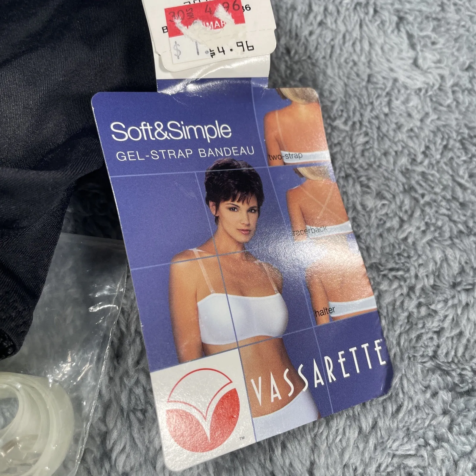 Vintage Vassarette Lace Sheer Black Strapless Bandeau Bra Sexy 36C Gel Strap NOS - Image 3