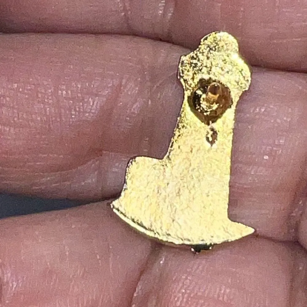Vintage Gold Tone With Crystal Lighthouse Lapel Pin - Image 3