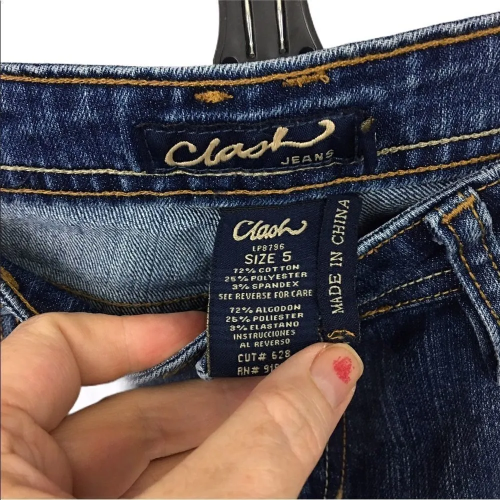 Clash bootcut flower stitched blue jeans size 5 Blue - Image 6