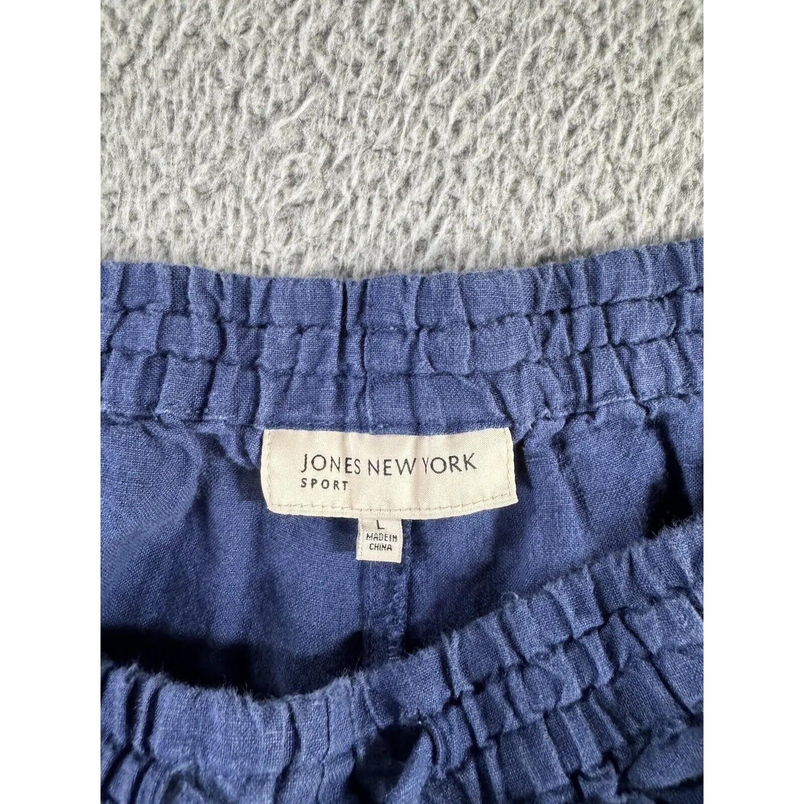 Jones New York Sport‎ Pants Women Large Mid Rise 100% Linen Cropped Solid Blue - Image 6