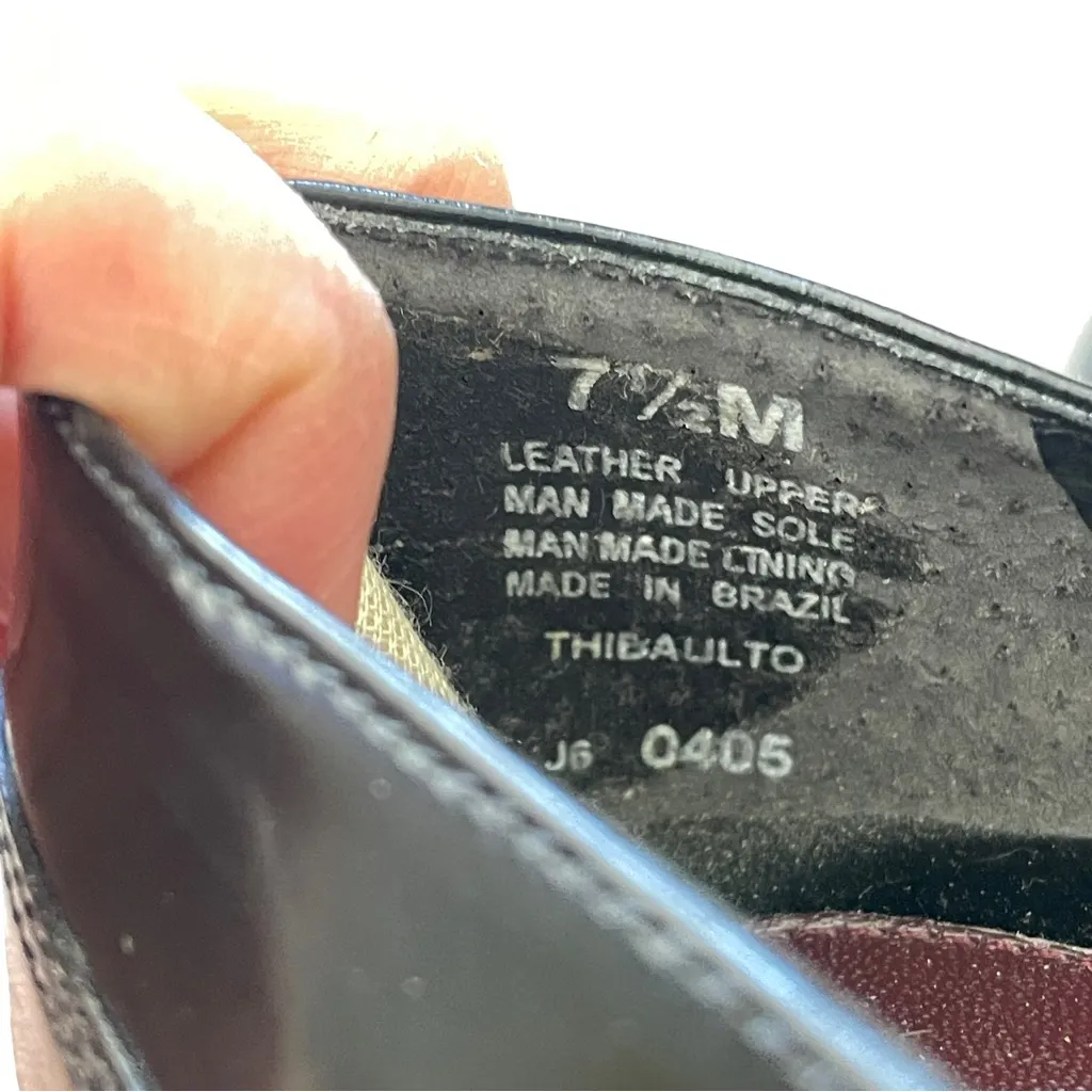 Vintage Heeled Loafers nine west leather womens Black (size 7.5) minimalist - Image 8