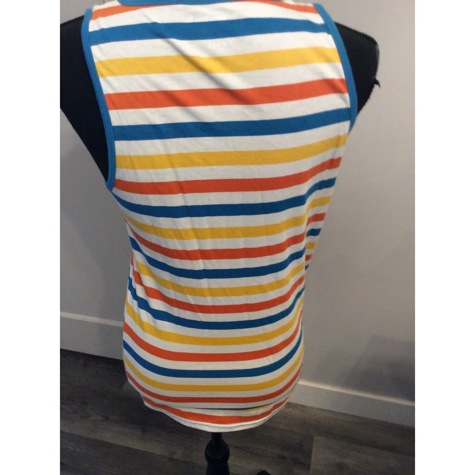 Dutch Brothers Striped Tank Top Shirt Small S Cotton - Image 2