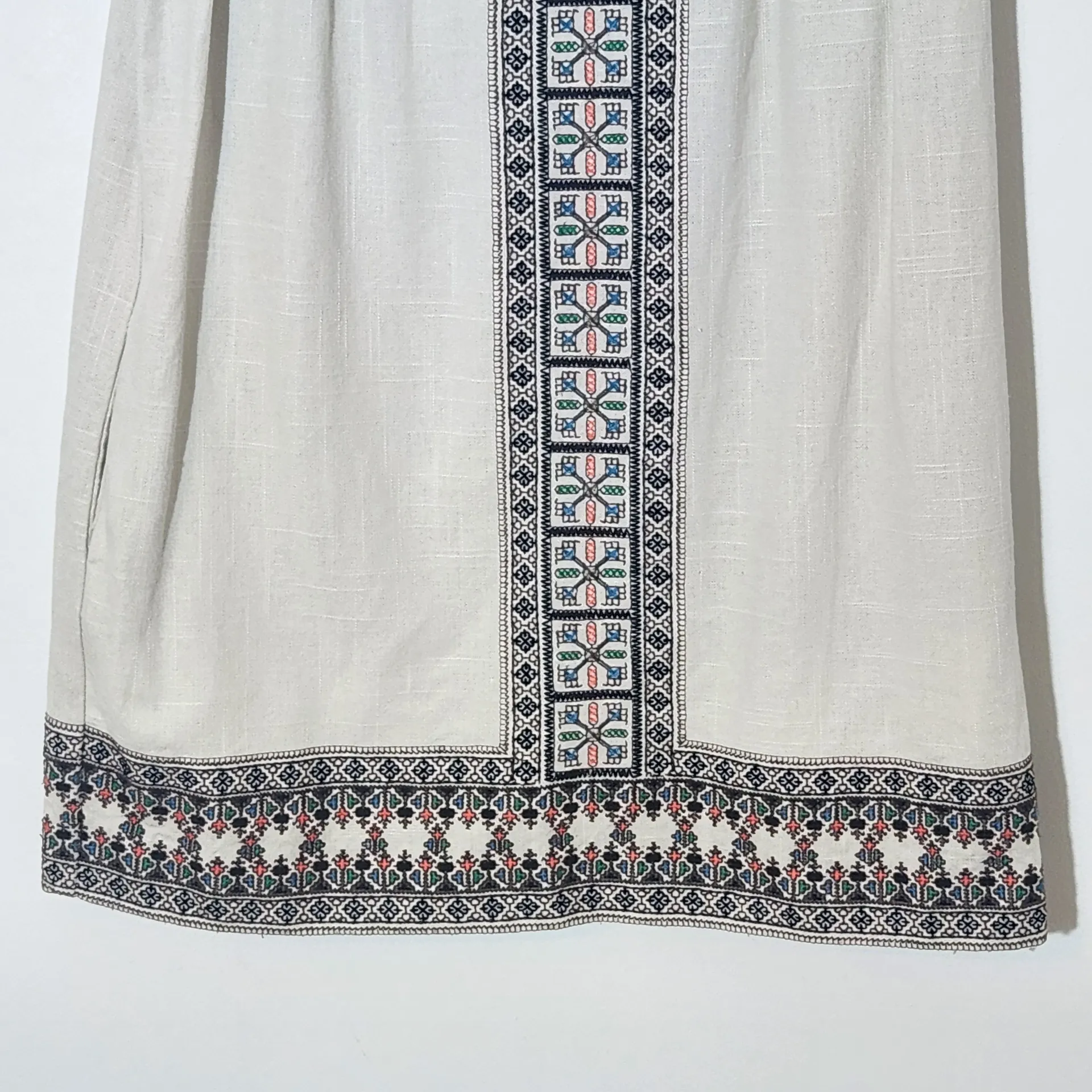 Ella Moss Boho Cream Embroidered Mini Dress Size Large - Image 3