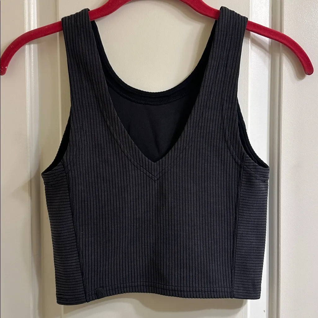 Lululemon Ribbed Softstreme Cropped Tank Top Black Size 2 - Image 3