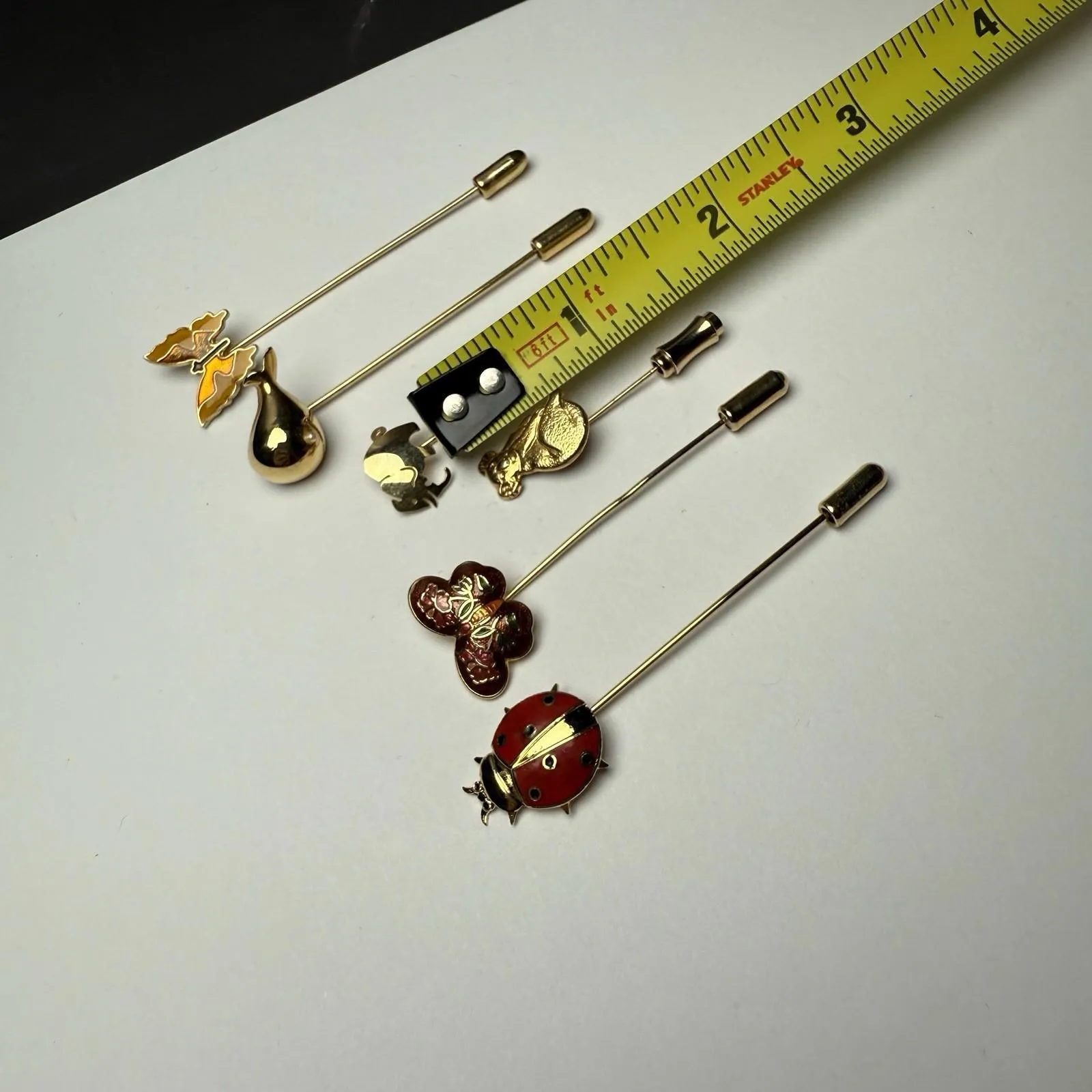 Lapel Stick Pin Gold Tone Lot Of 6 Whale Koala Butterfly Ladybug Elephant - Image 4