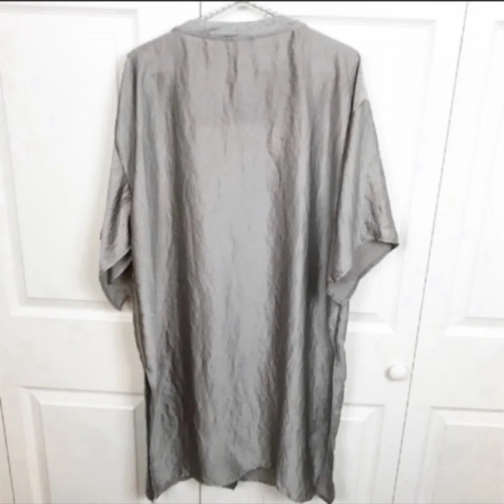 Zara Size Medium Purple Satin Effect Full Zip Front Short Sleeve Shirt Jacket - Image 6