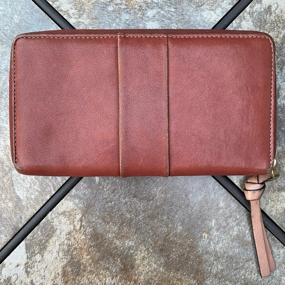 Chloe Mauve Leather June Bow Studded Card Holder Long Zipper Wallet - Image 3