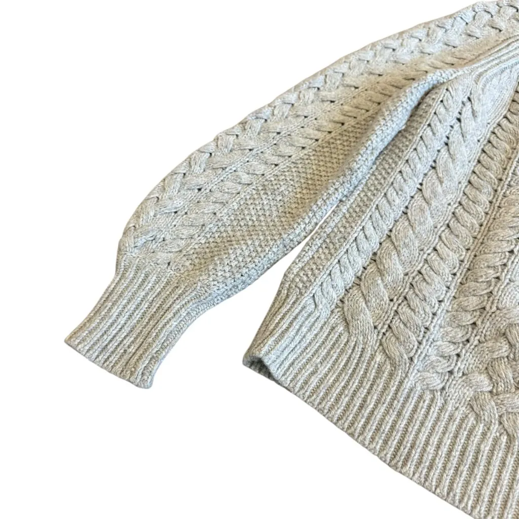 J. Crew Grey Cable Knit Pullover Sweater Crew Neck Sequin Stripe Size XS Women's - Image 9