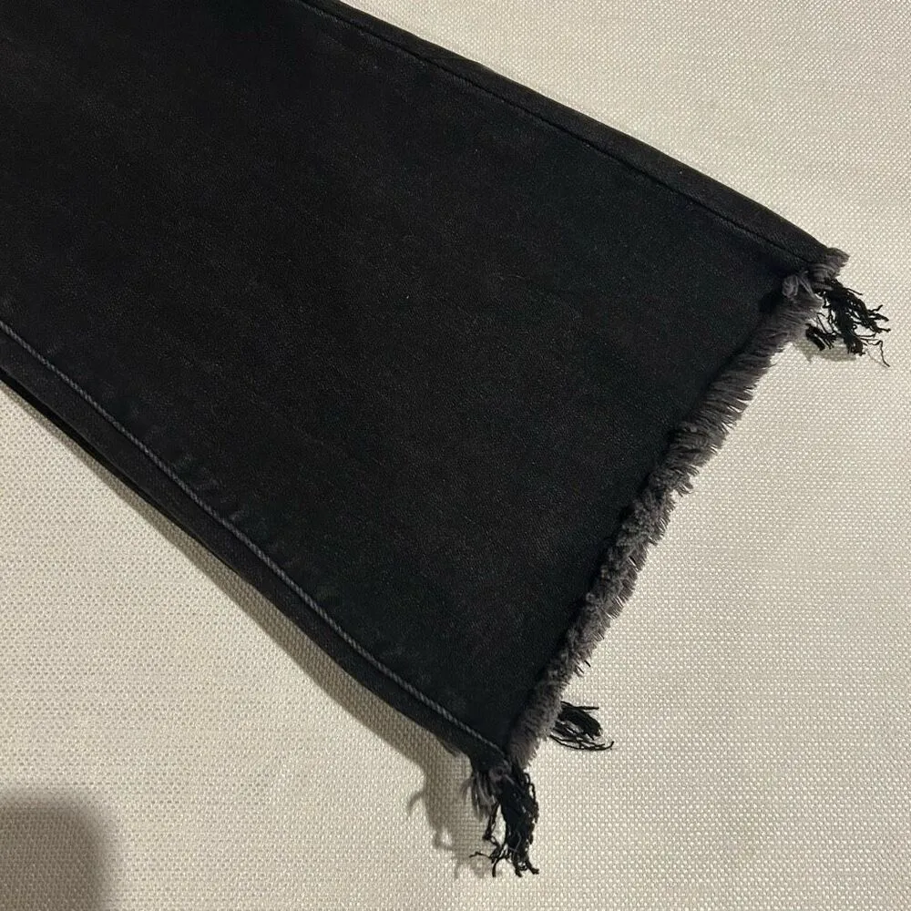 Risen Black Flare Distressed Knee Jeans - Image 5