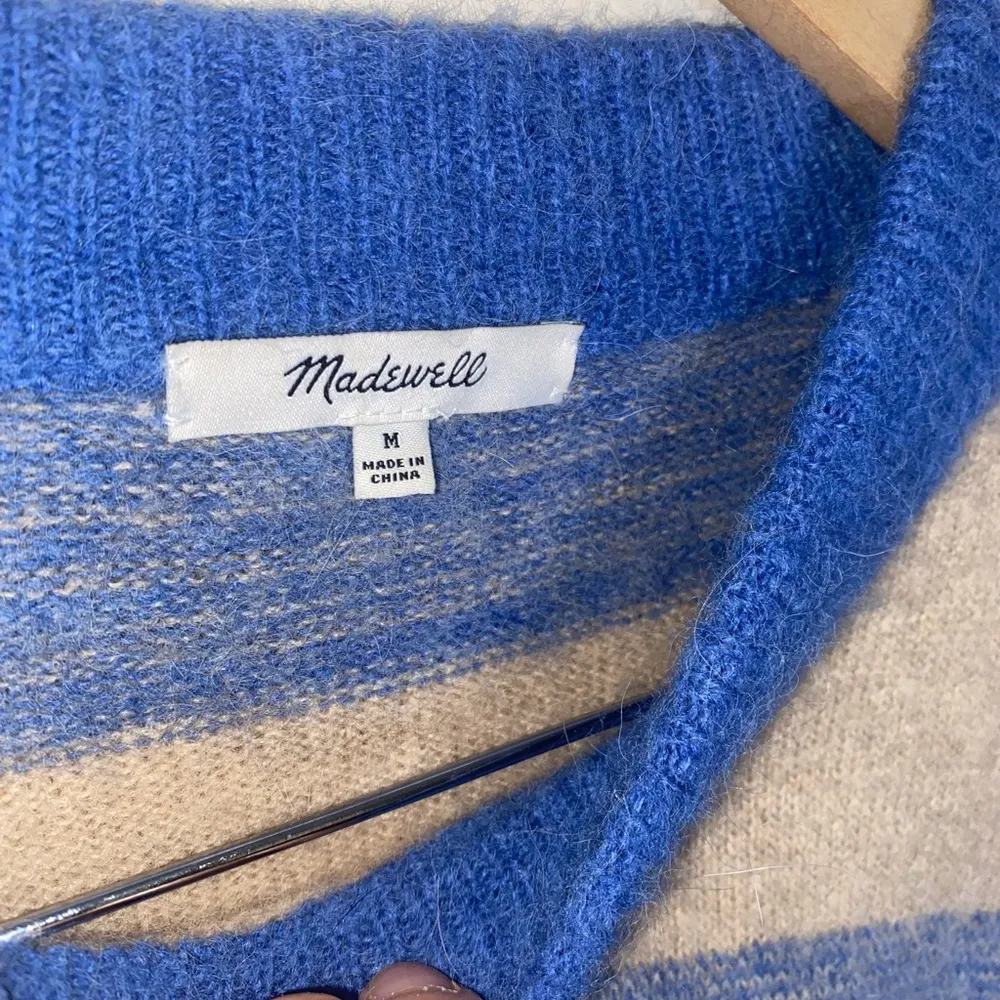 Madewell Crewneck Space-dyed Otis Sweater Blue and Tan Stripes - Image 3