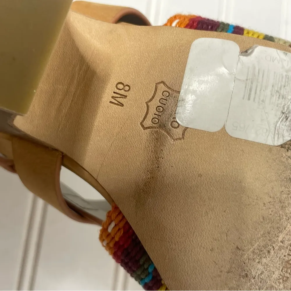 Donald Pliner Mae Serape Stacked Heel Summer Sandals 417 Orange Size 8 - Image 7