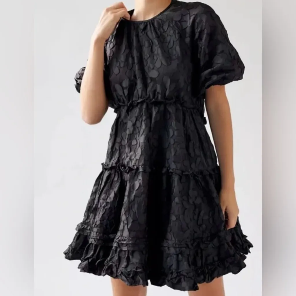 Sister Jane‎ Urban Outfitters Nora Jacquard Floral Mini Dress Size 6 (Medium) Black - Image 12