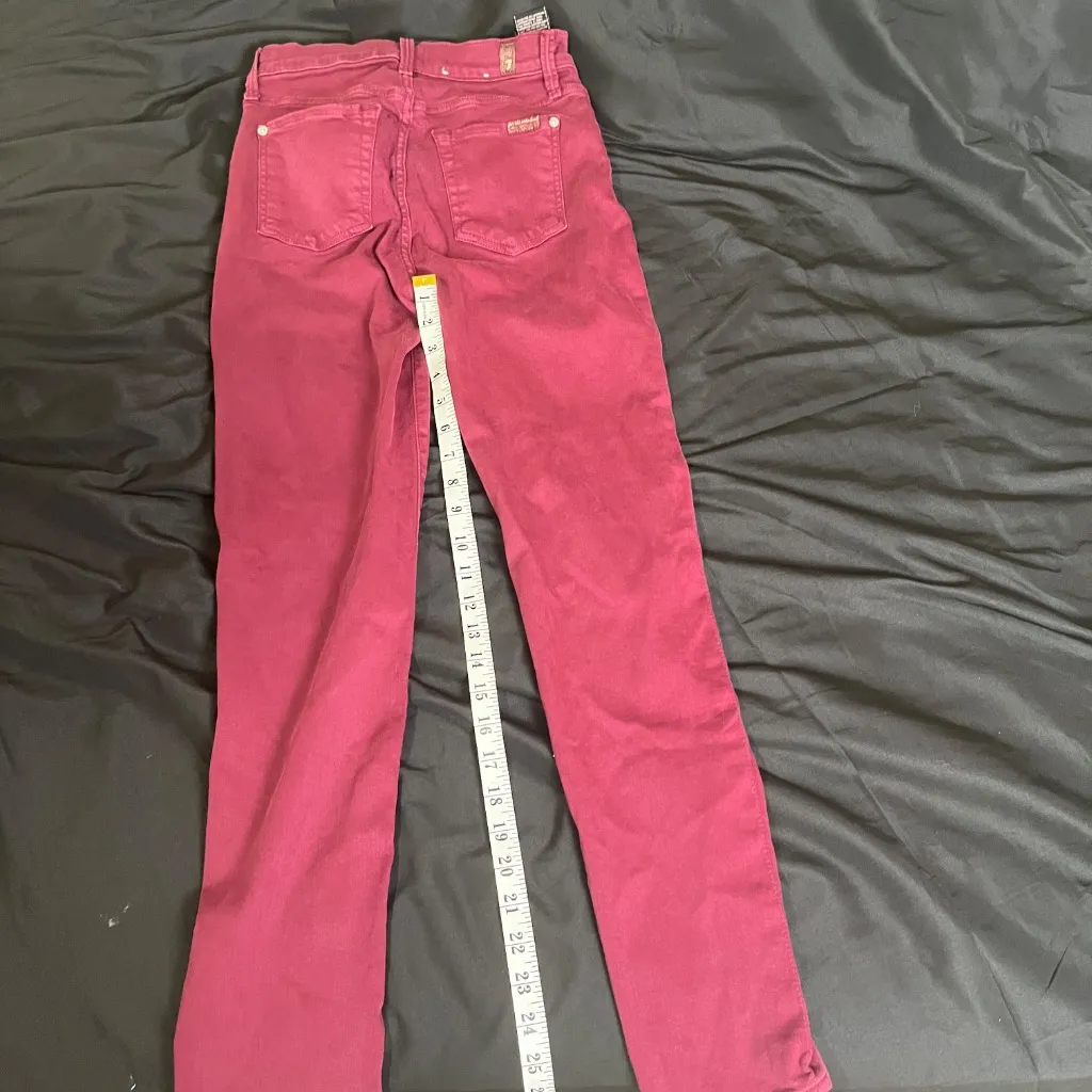 7 For All Mankind High Waist Ankle Red Skinny Jeans - Image 12
