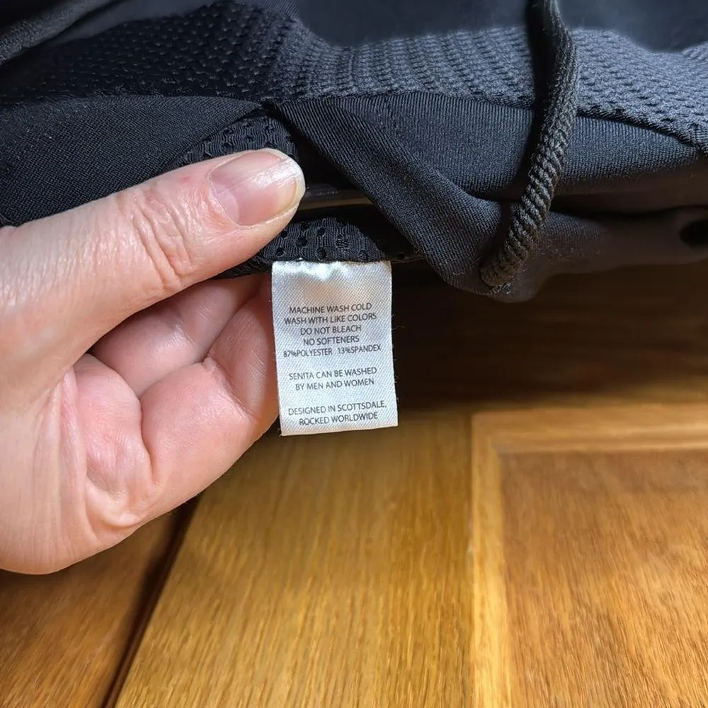 Senita Athletics Black Mesh Stretch Workout Hoodie with Side Pockets Size XXL - Image 6