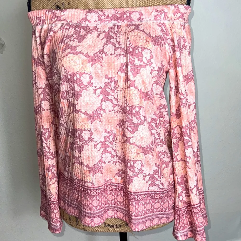 top off the shoulder floral print pink size S - Image 3