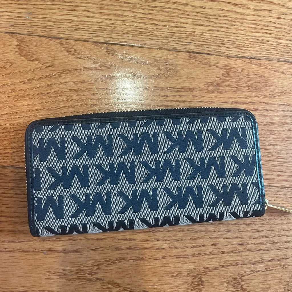 Michael Kors Zip-Around Logo Wallet | Black MK Monogram - Image 3