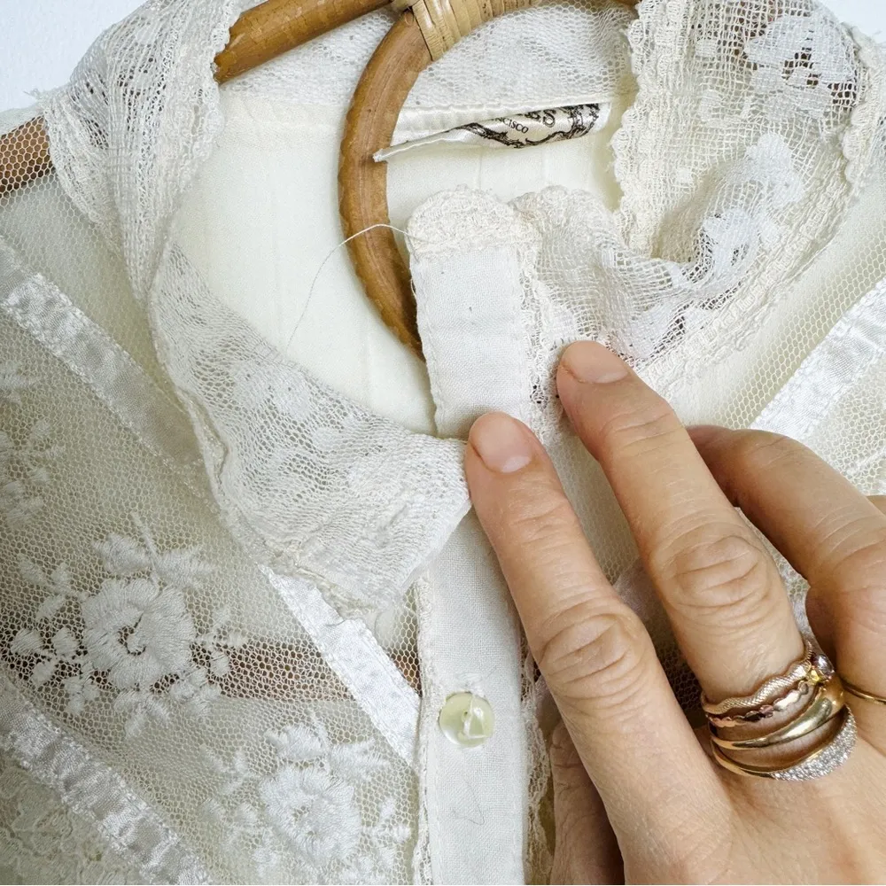 Vintage Gunne Sax Jessica’s Gunnies vintage Victorian cream blouse - Image 6