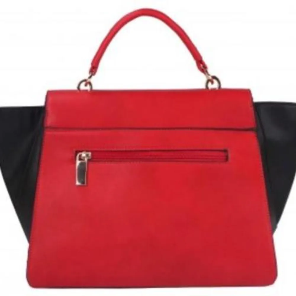 Republic Two Tone Winged Satchel Red & Black Gold - Image 2