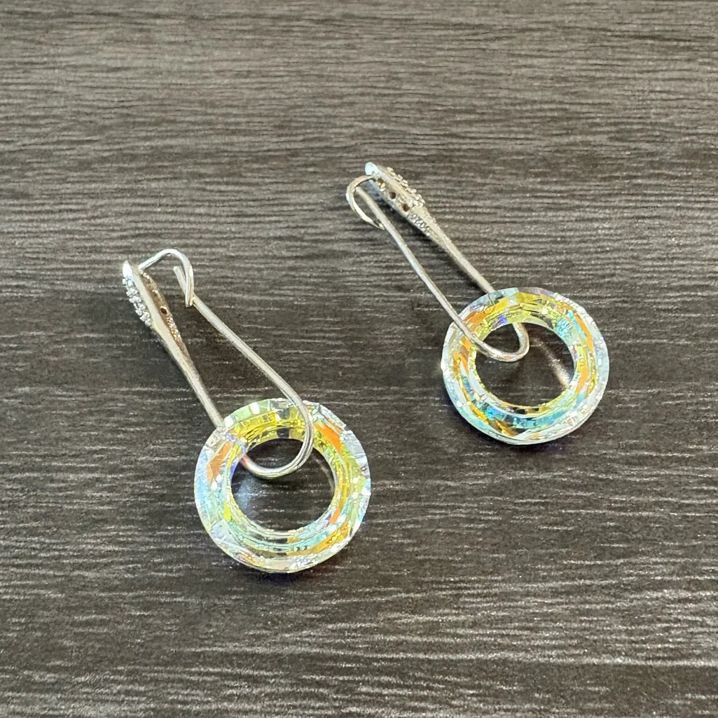 AB Cosmic Ring Crystal Earrings Silver - Image 2