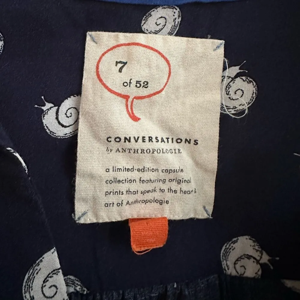 Anthropologie Snail Shirt Conversations Limited Edition Blue Sleeveless Preppy - Image 4