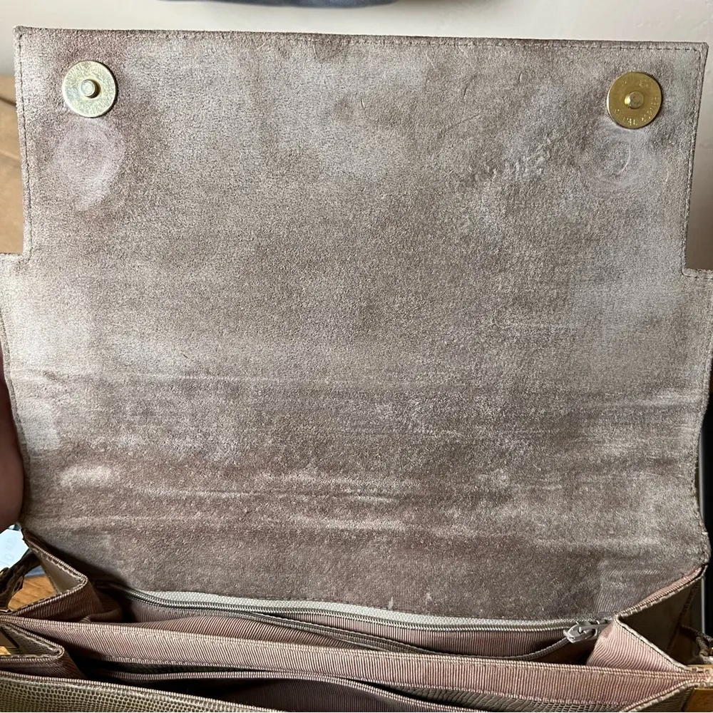 VTG 70s Jay Herbert New York Beige Reptile Lizard Leather Shoulder Bag Purse Tan - Image 15