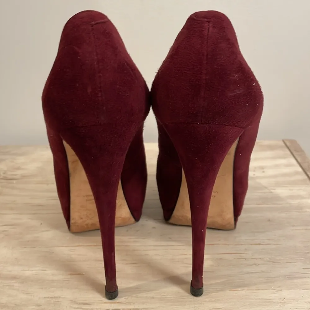 Giuseppe Zanotti Suede Platform Peep Toe Pumps - Image 6