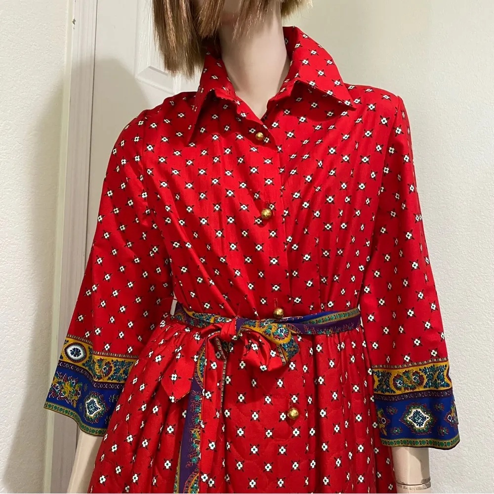 Vintage Constantine’s Las Vegas Red Printed Quilted Dress Pinup Retro 50’s Dress Size 12 - Image 5
