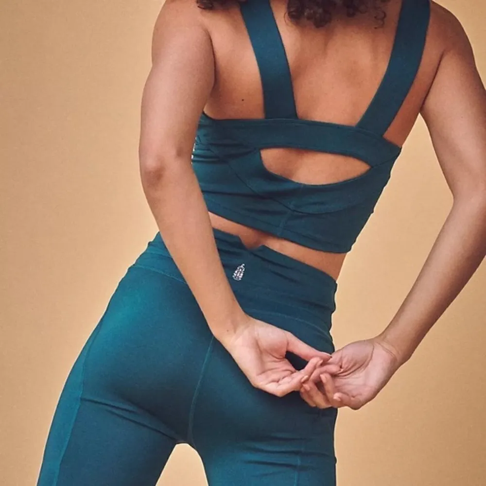 Free People Movement Teal Square Neck Workout Crop Top Size S - Image 2