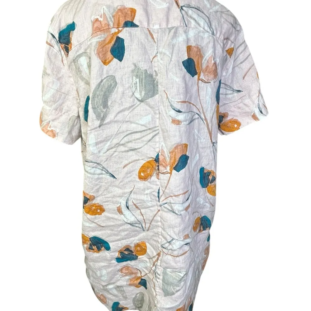 Rachel Zoe 100% Linen a line button down dress floral pink size XL - Image 3