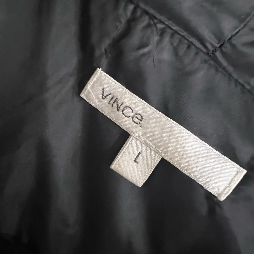 VINCE Knee Length Lightweight Black Zip Up Puffer Jacket Sz L - Image 6