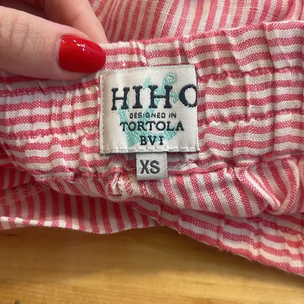 Hiho Linen Red and White Striped Shorts Size XS - Image 3