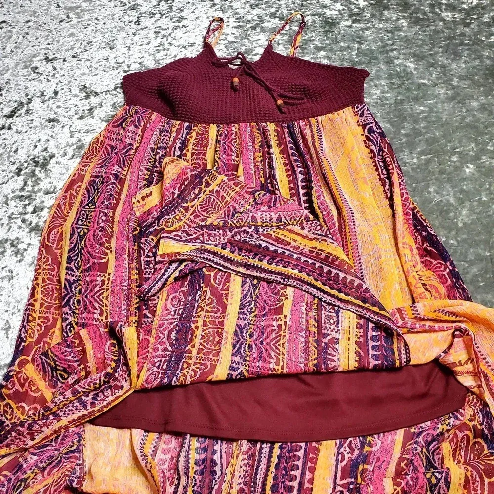 Xhilartation Maxi Dress W/ Crochet Top - Image 2