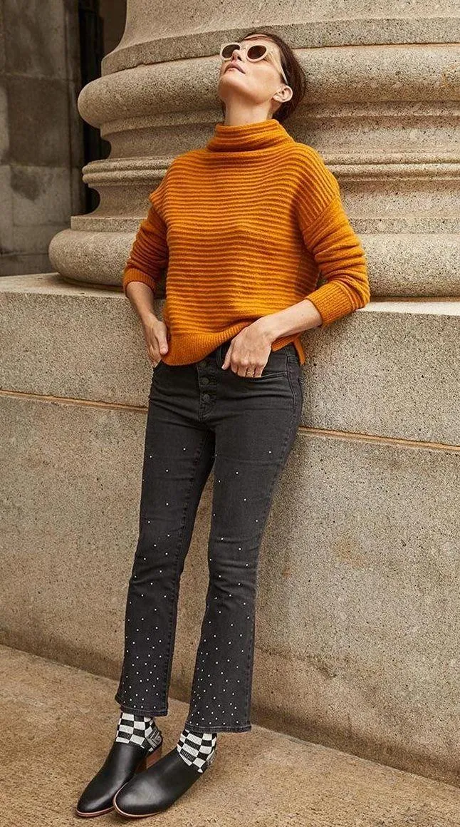 Madewell Belmont Mock Neck Sweater Coziest Yarn Wool Blend Mustard Size Small - Image 4