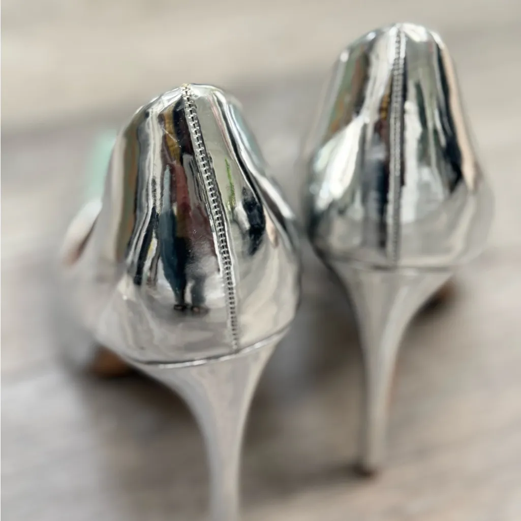 Bonnibel Shiny Silver Stiletto Pumps - Image 3