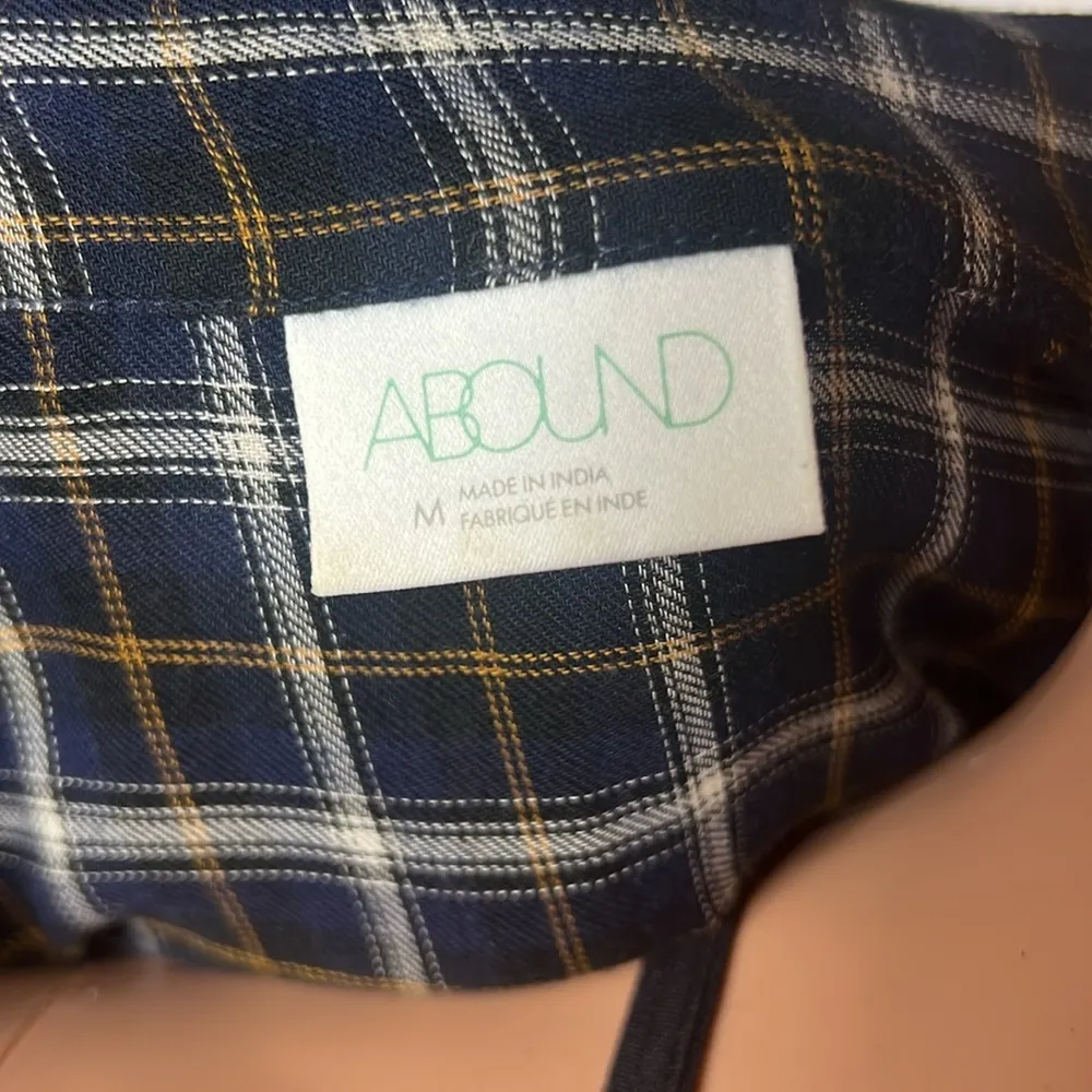 Abound  Flannel Button Down Plaid Size M with Ruffles Long Sleeve - Image 7