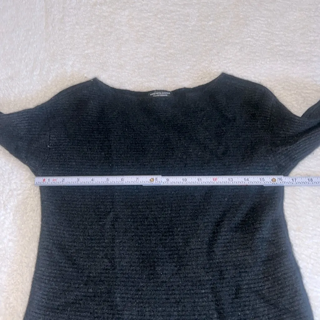 Saks Fifth Avenue‎ 100% Cashmere Asymmetrical Hem Sweater Black Size XS - Image 3