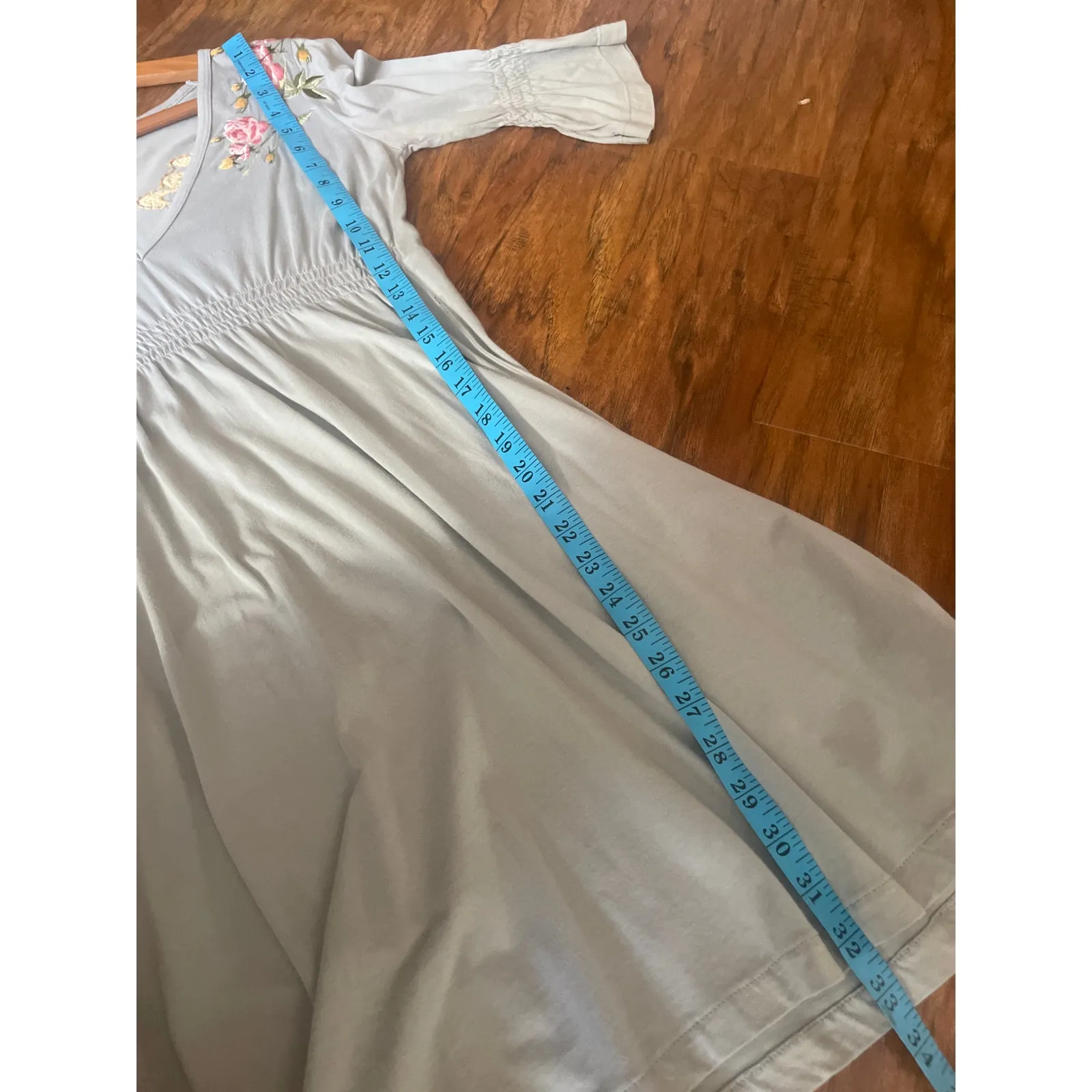 JOHNNY WAS Embroidered Dress JWLA Gray Floral Size Medium M CASUAL 100% Cotton - Image 8