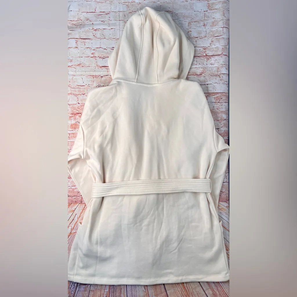 Fabletics Lexie Hooded Robe Women's Tapioca Ivory Cozy Fleece Lined - Image 8