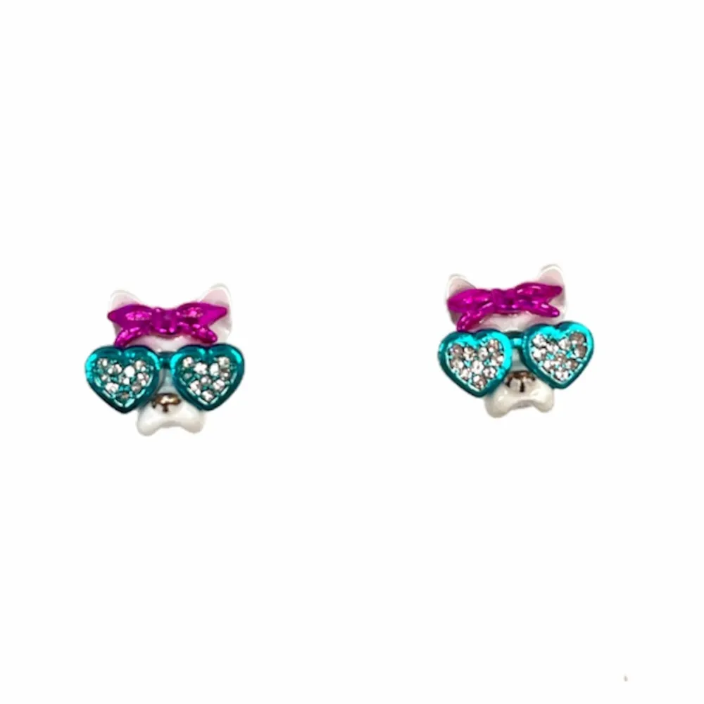 Betsey Johnson Dog Heart Sunglass Earrings, White - Image 5