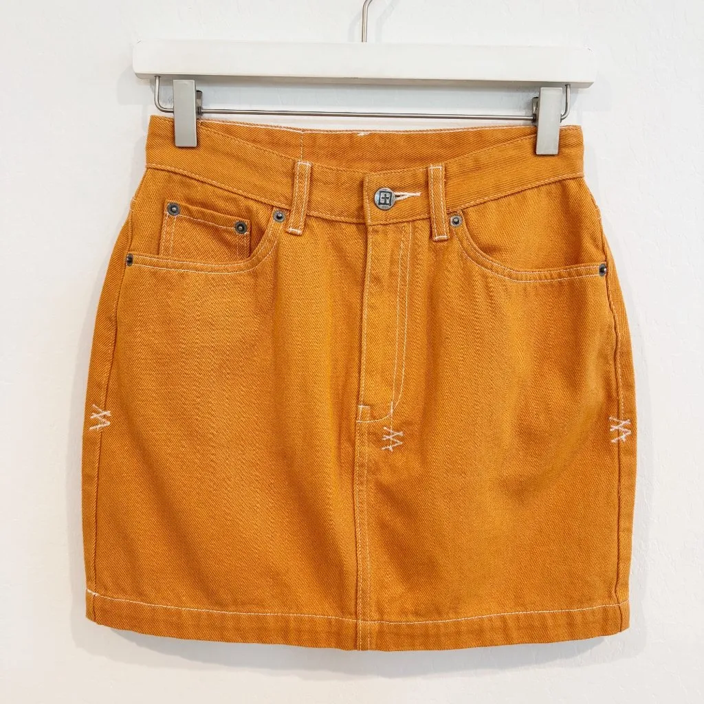 NWT Ksubi Womens‎ Super x Mini Flame Skirt in Orange Skater Grunge Size 26 - Image 3