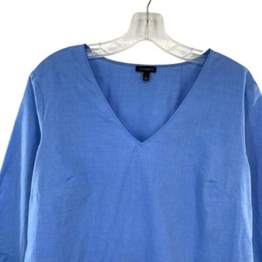 Eyelet Cotton Blue Chambray Top Size Large Boho Cottagecore - Image 4